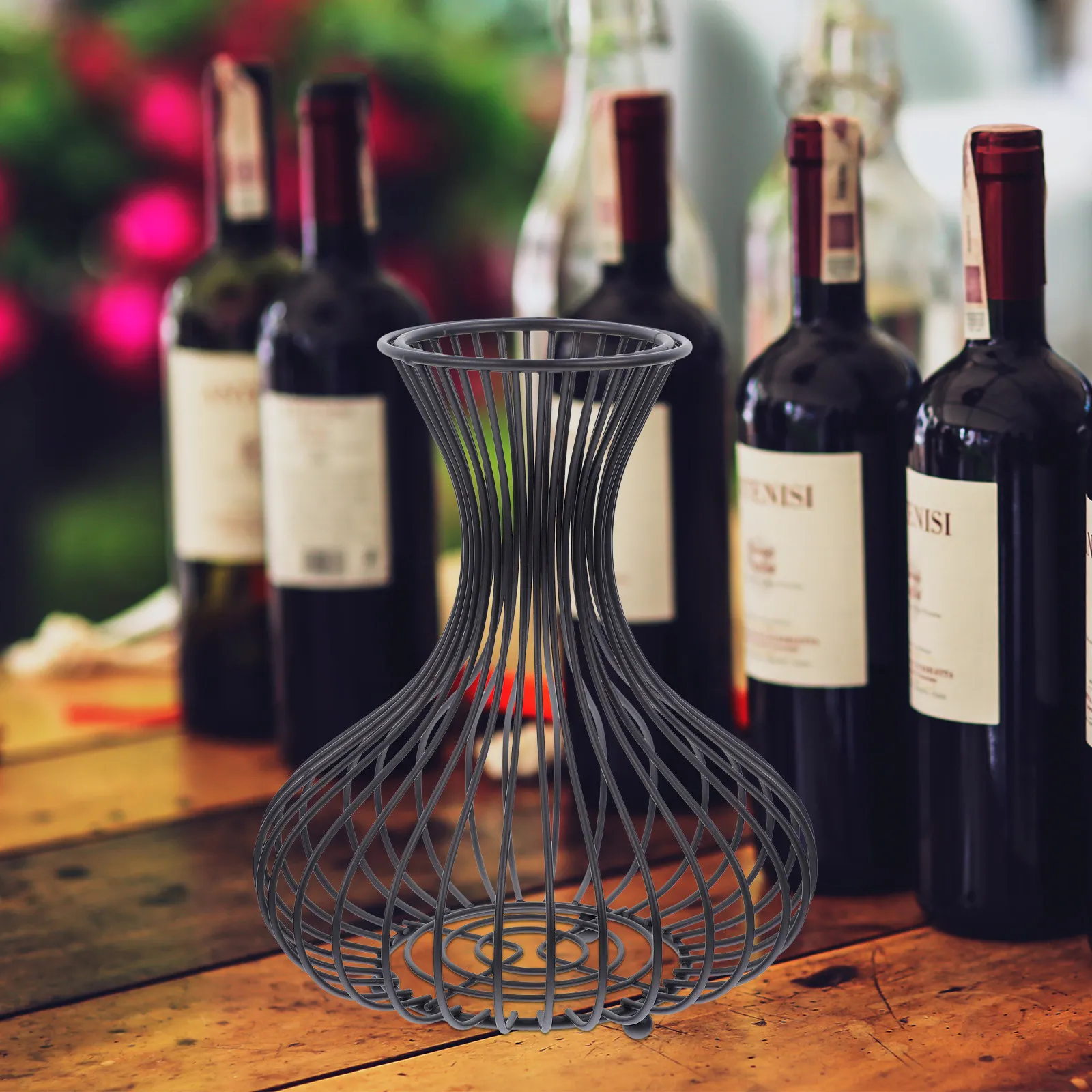 

Iron Wine Cork Storage Basket Elegant Sturdy Hollow Holder for Bottle Stoppers Bar Decor Retro Home Ornament Gift
