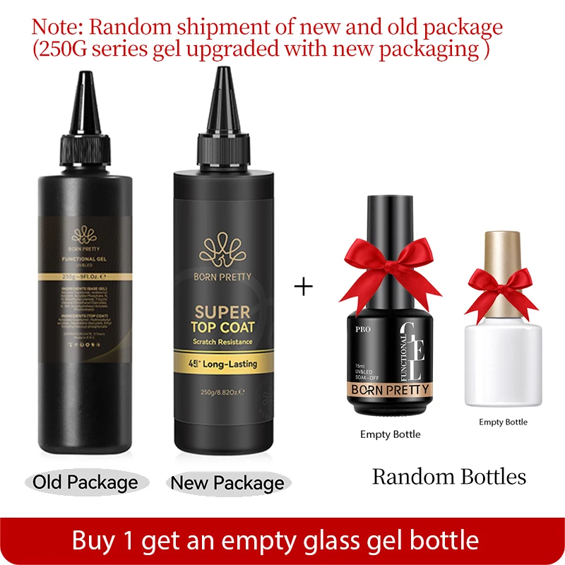 BORN PRETTY 100g 250g Super Top Coat Big Volume Ultra-high Brightness Good Scratch Resistance 45+ Days Long Lasting Top Coat Gel