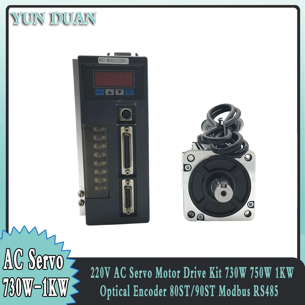 80ST/90ST AC Servo Motor Drive Kit 220V 730W-1KW Optical Encoder Modbus RS485 +3/5/10M Power Cable Encoder Cable AASD-15A Driver