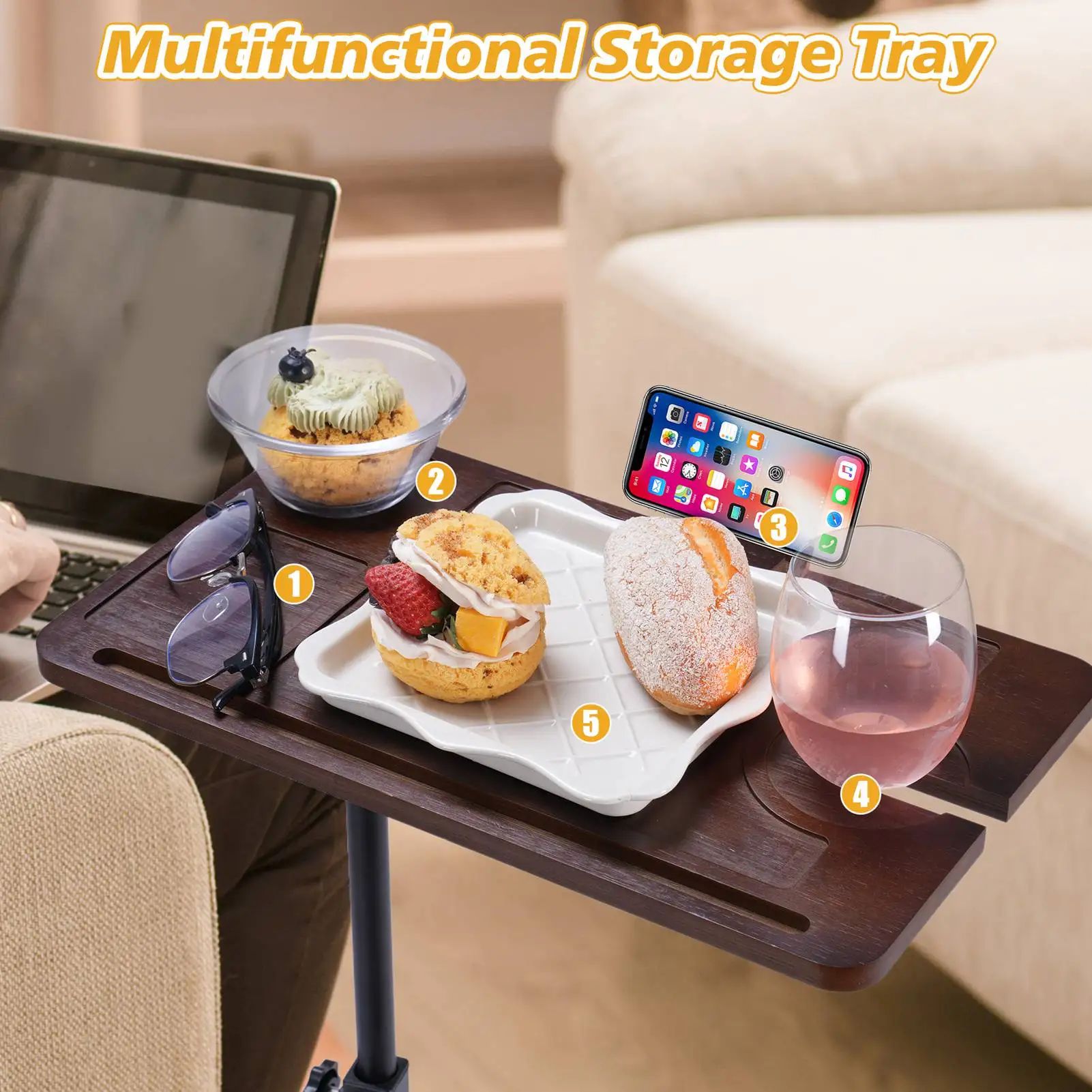 Simple Coffee Table Bedside Storage Rack Side Table Sofa Side Table with 2-Tier Storage Shelf Home Living Room