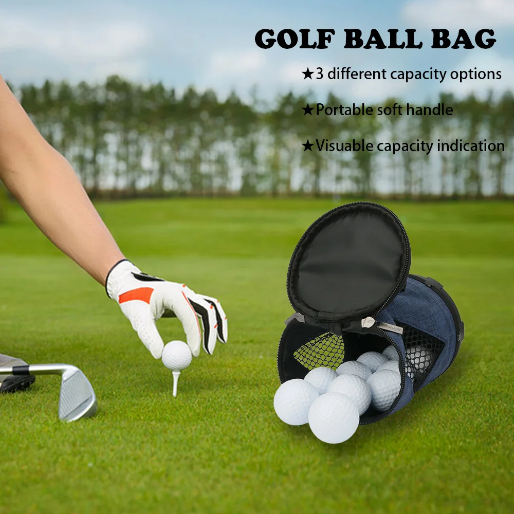 Golf Ball Bag with 3 Capacity Options: Durable Canvas, Thick Plastic Bottom, And Embossed High-Quality Metal Zipper