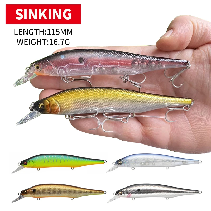 1pcs Sinking Minnow Fishing Lure 115mm 16.7g Wobbler Fishing Pesca Isca Artificial Trout Carp Fishing Minnow Fishing Bait 9129