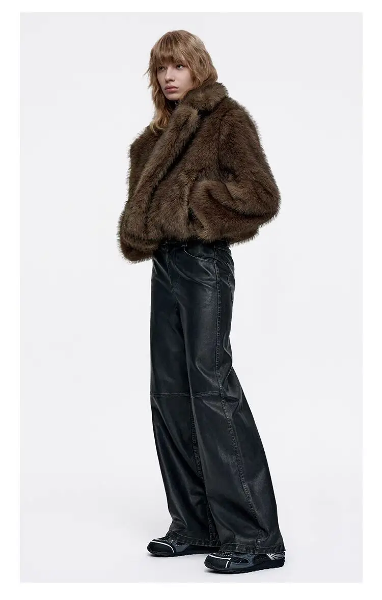 เสื้อโค้ทขนเฟอร์เทียมแบบยาวสำหรับผู้หญิง ทรงหลวม หนา อุ่น เหมาะสำหรับงานปาร์ตี้ สไตล์ญี่ปุ่น ลำลองเก๋ไก๋ กันลม มีซับใน นุ่มฟู ทันสมัย