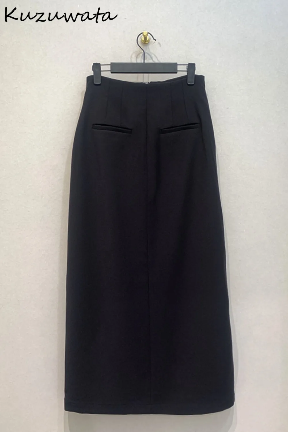 Kuzuwata Moda H-version A-line Vintage Skirt Slim Fit Soft Zip Elegant Straight Falda Japan New Mid-length Casual Mujer Faldas