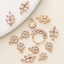 2/4 Uds. Colgantes chapados en oro de 18K con varias hojas y circonita para collar DIY, suministros de joyería, accesorios