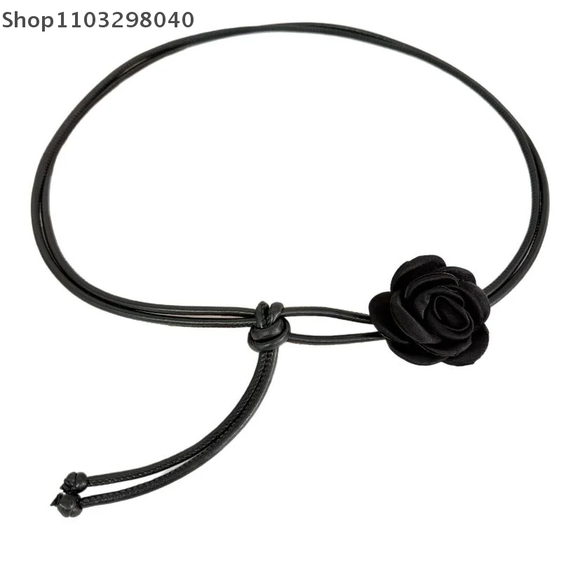 Cordão de cintura floral estilo boêmio para mulheres – vestido fino, saia e acessório de casaco com detalhe de cinto atado para elegância decorativa