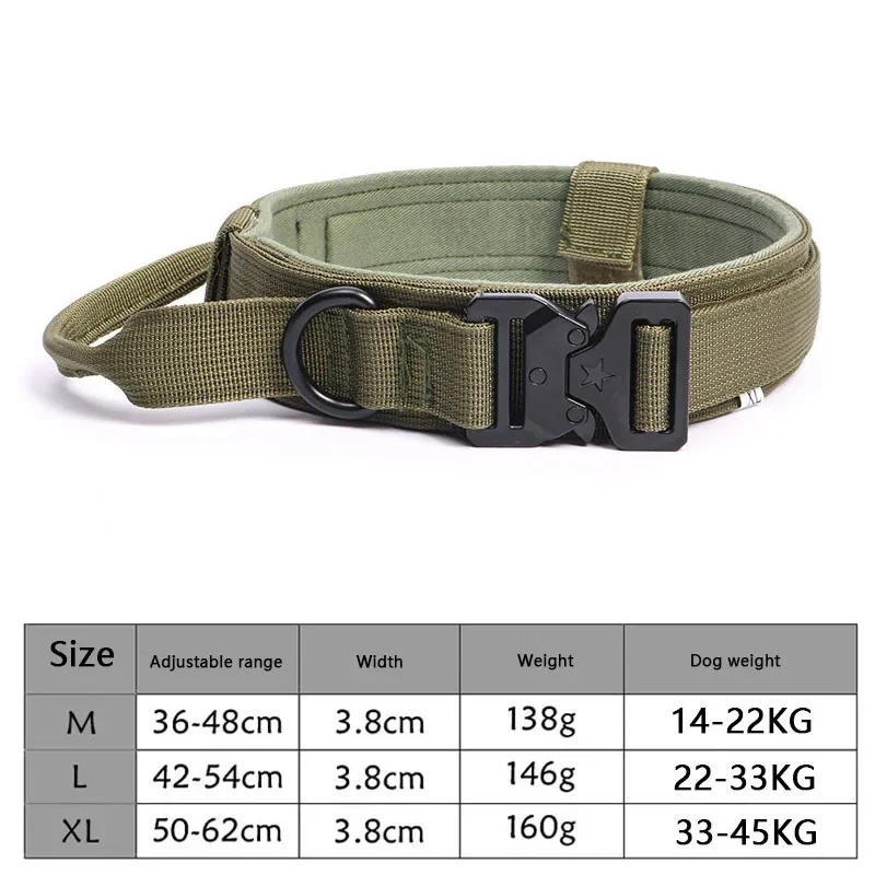 Adjustable Tactical Dogs Collar Traction Rope Military Pets Collars German Shepherd Training Medium Large Dog Pet Accessories_voghion.com