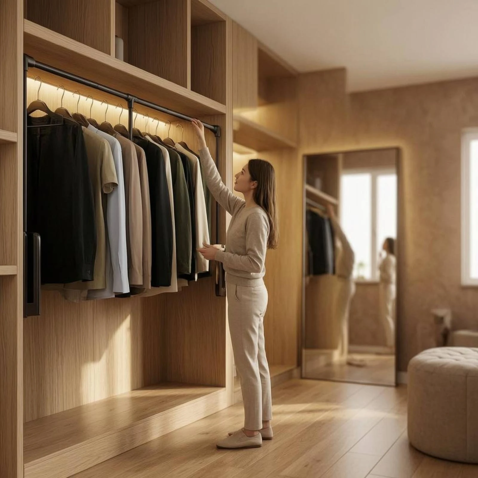 Telescopic Hanger Rail Adjustable Pull-out Wardrobe Hanger Retractable Closet Rod Effortless Gliding Sliding Cabinet Clothes