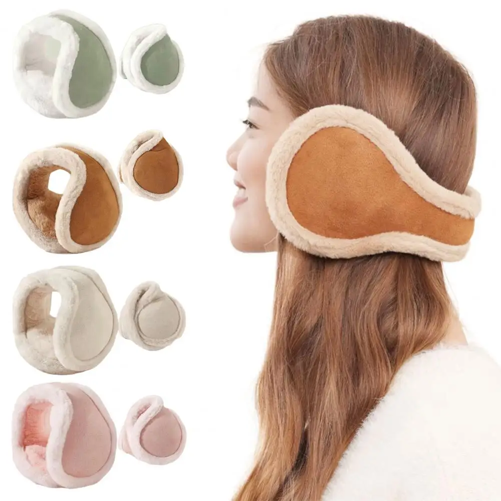 غطاء للأذنين من القطيفة بلون سادة ودفء الشتاء قابل للطي من القطيفة مع عصابة رأس مرنة قابلة للتعديل أغطية أذن للطقس البارد #2