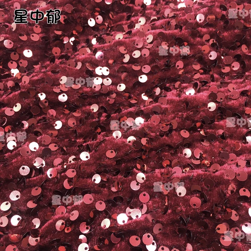 プレミアムスパンコールベルベットストレッチ生地光沢のあるグリッター素材パーティードレスパフォーマンス衣装結婚式の装飾DIY花嫁ドレス