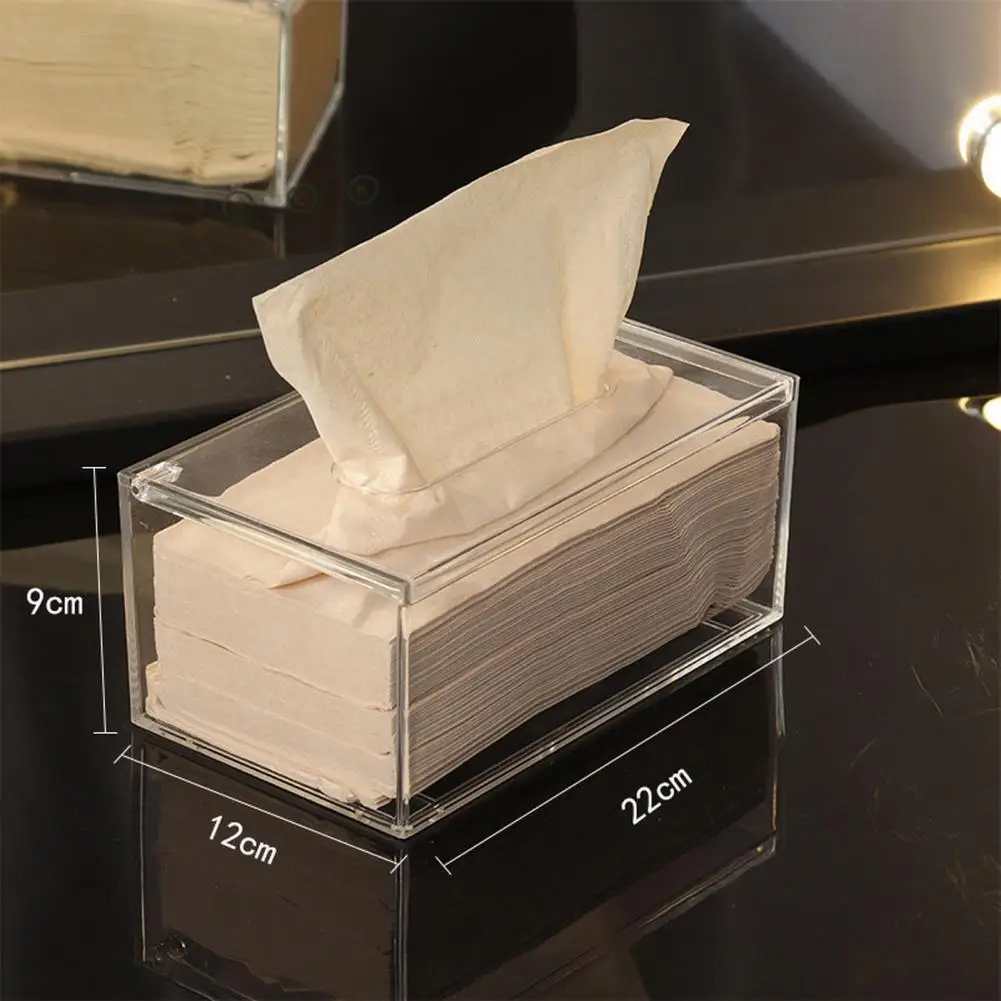 Tissue Box Waterproof Transparent Visible Acrylic Clear Napkin Paper Storage Box Home Organizer