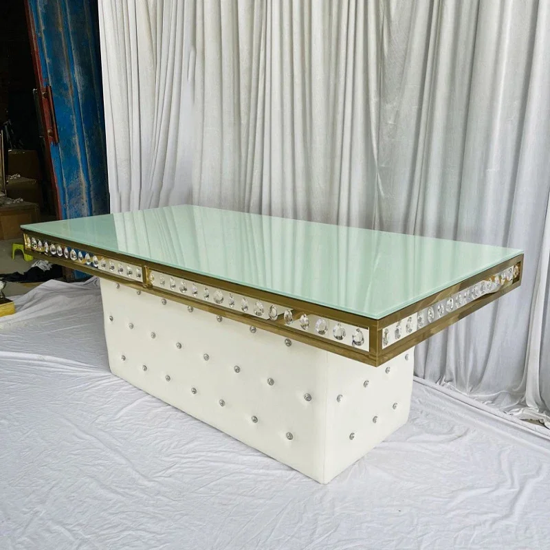 Hotel Crystal Wedding Banquet Table Wedding Main Table Stainless Steel Dining Table