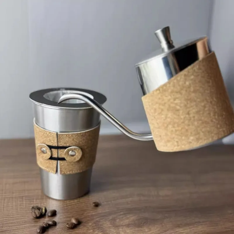 [BPA-Free,】 Modern Minimalist Hand Brew Coffee Set-Complete Kit Featuring Grinder, Pot& Gift Box Ideal For Business Events