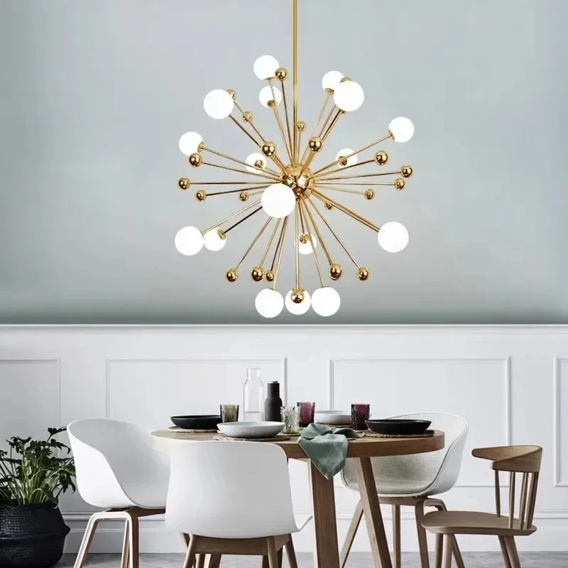 

Luxury Gold Metal LED Chandeliers Global Modern Glass Ball Hanging Lamps Living Dining Room Restaurant Hall Decor Lighting