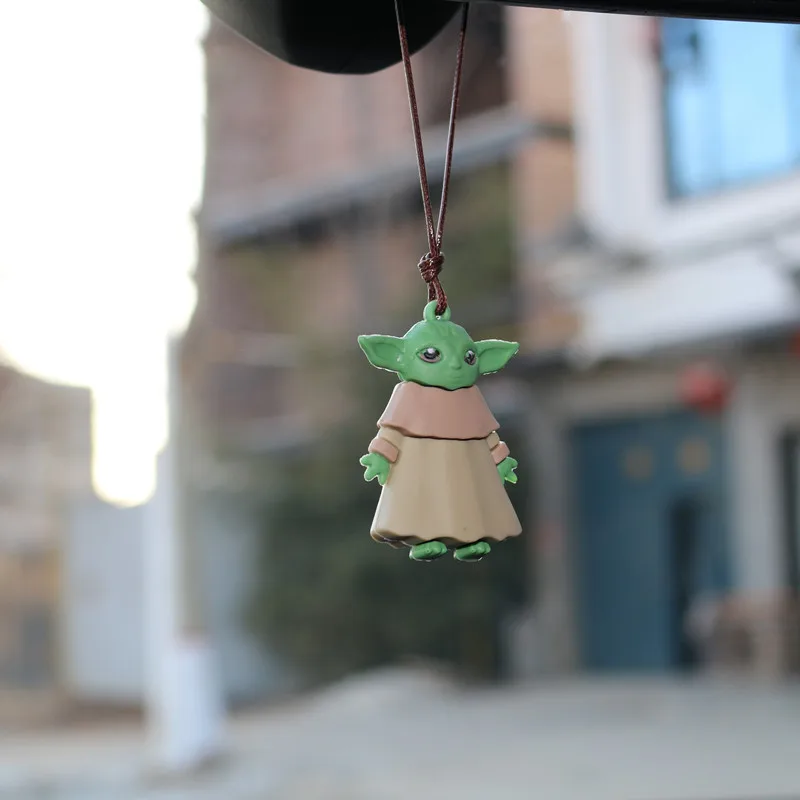 Disney Movie Anime Figures StarWars Master Yoda Grogu Model Decor Auto Rearview Mirror Hanging Pendant Car Interior Ornament