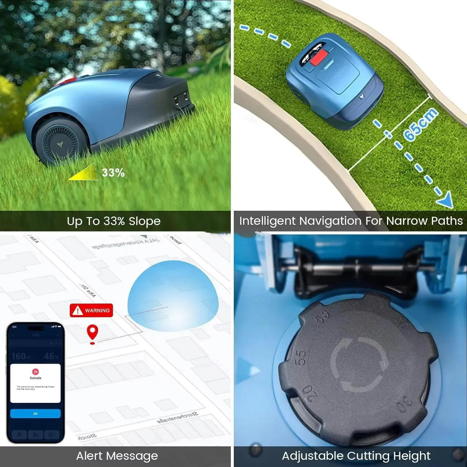 เครื่องตัดหญ้าอัตโนมัติแบบใช้แบตเตอรี่ลิเธียม 24V รุ่น STLF ควบคุมด้วย GPS  เครื่องตัดหญ้าอเนกประสงค์ ปรับระดับได้ เหมาะสำหรับงานดูแลสนามหญ้าระดับ DIY