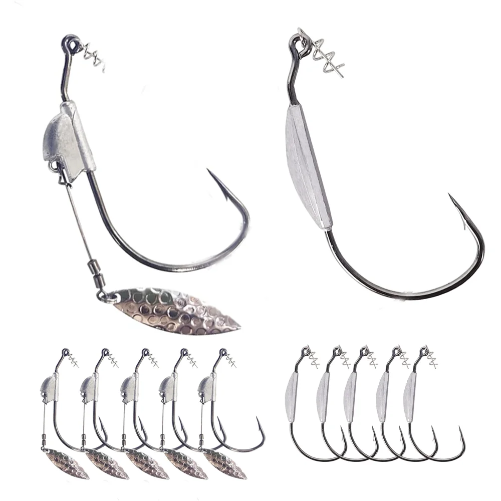 Aventik 3,5g 5,4g 7g Swimbait-Haken Jigkopf Angelhaken mit Spin-Lock-Pin-Spinner für Barsch-Angeln