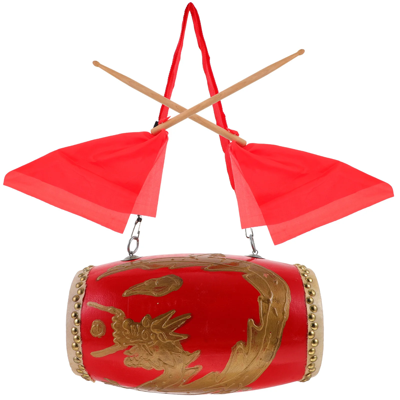 1 قطعة نمط التنين الخصر طبل الخشب الأحمر المحمولة أداة قرع لأداء الرقص التقليدي