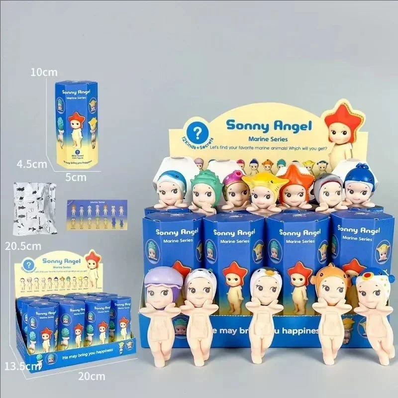 12Pcs Box Marine Animal Sonny Angel Blind Box Sweets Series Anime Figures Cute Collectible Toys Candy Dolls Fans Gift for Kids