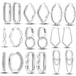 Trendy 925 Silver Heart Big Hoop Earrings Luxury Jewelry Gift For Female Girl Party Original Fashion Pendientes