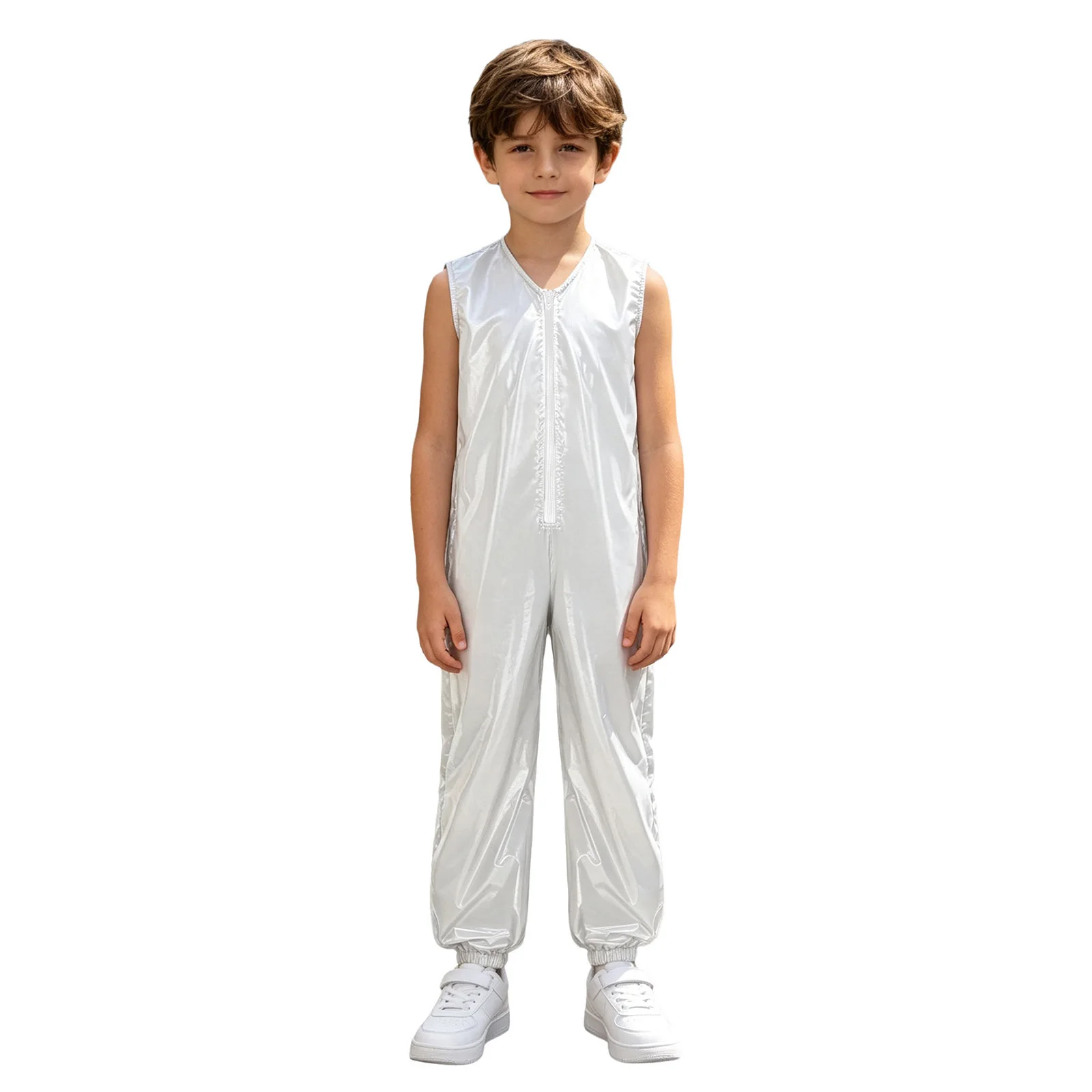 Kids Boys Girls Sleeveless Zip-up Romper Children Clothing for Outdoor Sports Cycling Adaptive Jumpsuit Water Resistant Bodysuit