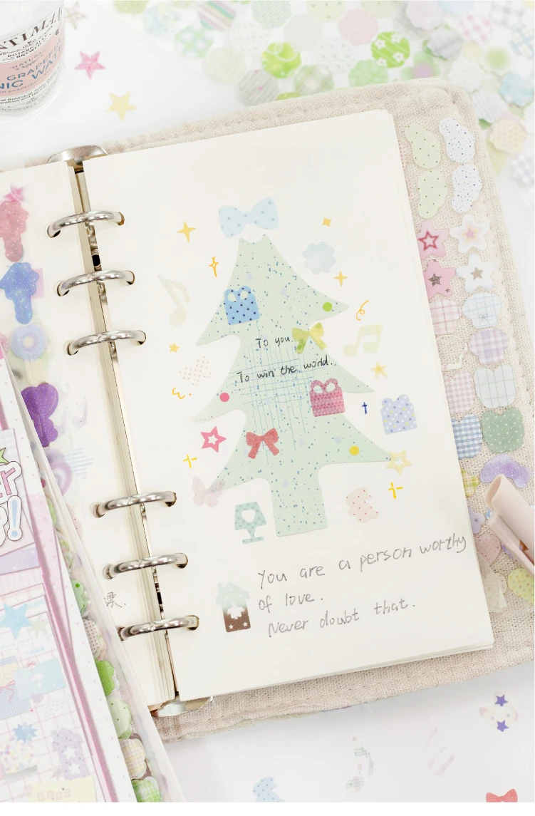 Journal GO 20 Stück Macaron Matte PET Blumen- & Karo-Aufkleber Niedliche Scrapbooking-Karten-Bastel-Aufkleber für Tagebücher & Planer – Detail 7