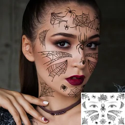 Halloween Face Makeup Tattoo Stickers, Spider Web Temporary Tattoos for Women Men, Fake Tattoo Waterproof for Halloween Party