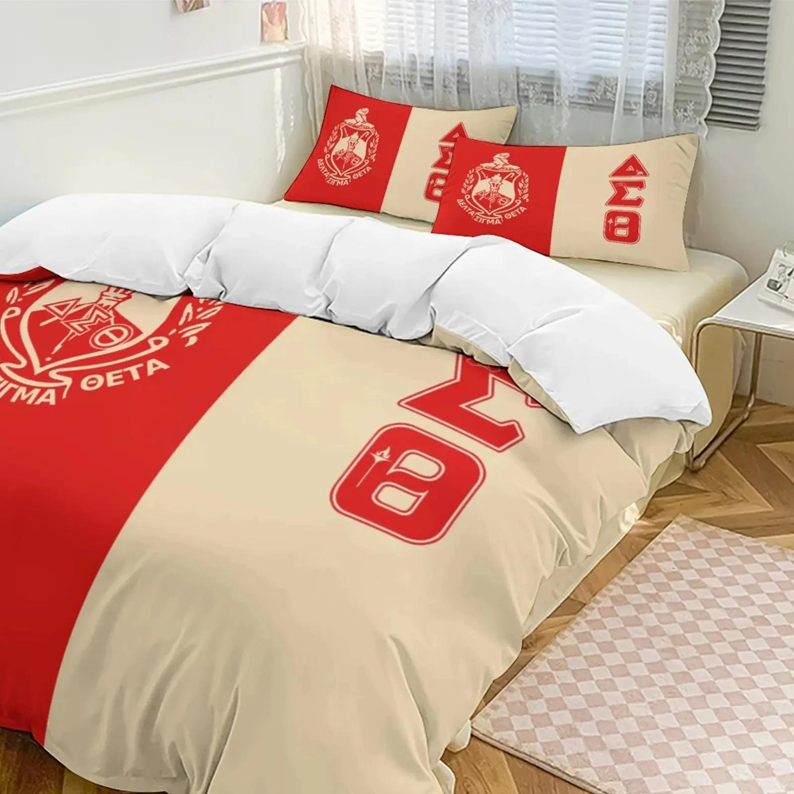 3D Print Delta Sorority Sigma Theta DST Bedding Set Double Twin King Duvet Cover Comforter Pillowcase Boys Girls Adults Bedroom