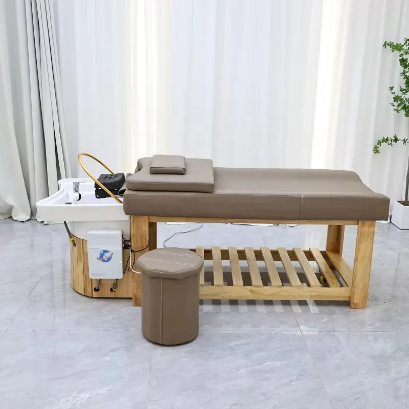 Salon Solid Wooden  Shampoo Bed Hair Washing Thai Massage Shampoo Bed Head Spa Shampoo Chair Bed for Salon Barbershop