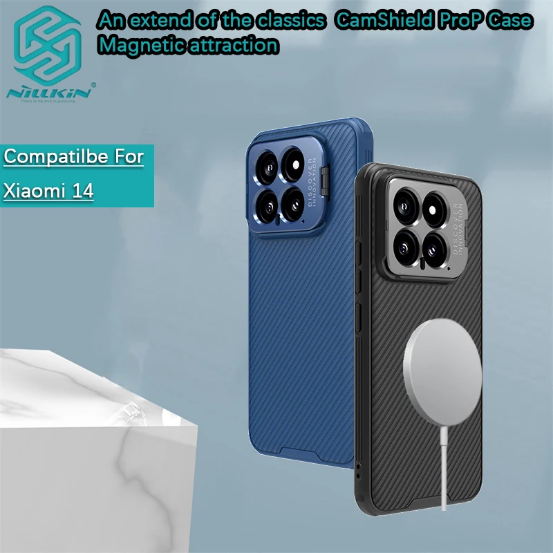 

Чехол для Xiaomi 14 Pro/Xiaomi 14 Nillkin CamShield ProP Магнитный чехол из ТПУ PC 4-angle anti fall подушка безопасности чехол для телефона Оболочка Чехол