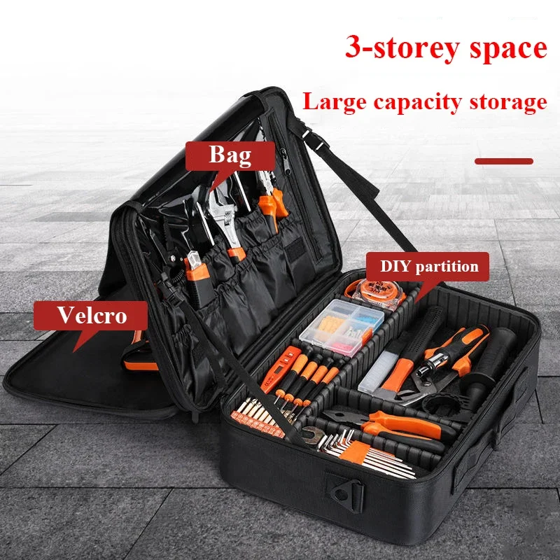 Multifunctional Storage Toolkit Oxford 3 Stage Tool Bag Multiple Pockets Handheld Cosmetic Backpack Makeup Organizer Hardware