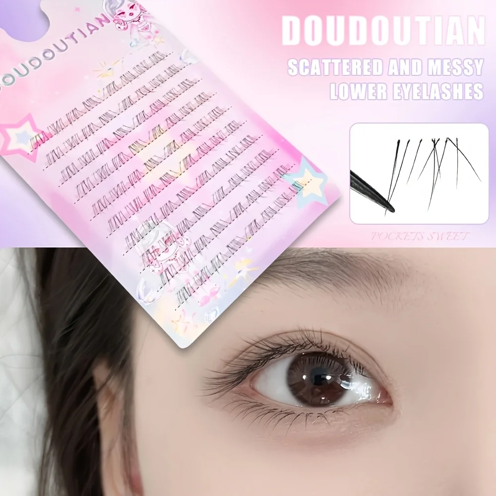 Doudoutian Bottom Lashes 24-80 Clusters DIY Natural Wispy C Curl 6-9mm Reusable image 2