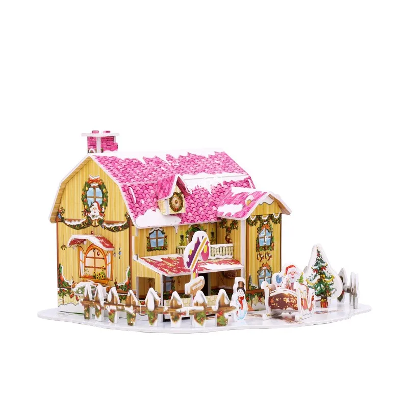 8 Style Christmas Castle Building 3D Puzzle Model X'max House Architecture Construction Jigsaw Puzzles Toys Kids Christmas Gift