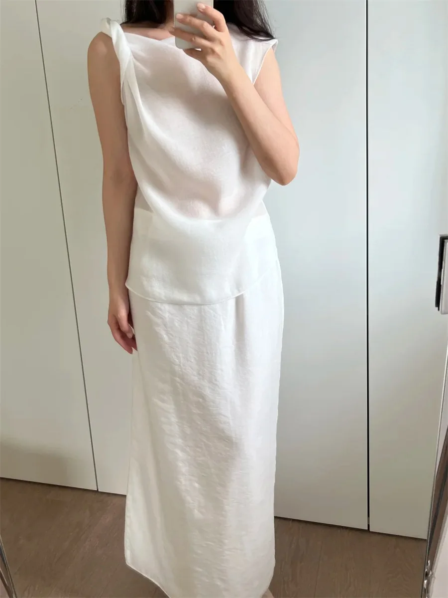 Ele Svel haut taille haute jupe amincissante mince été Faion ensemble pantalons longs rond Ne aérien Dring