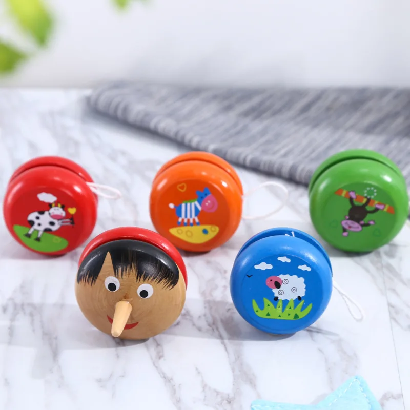 

Wooden Cartoon Animal Yoyo Toys Kids Children's Toys Sports Yo-Yo Creative Yo Yo Toys For Children Leisure Color Yo Yo Ball Toys