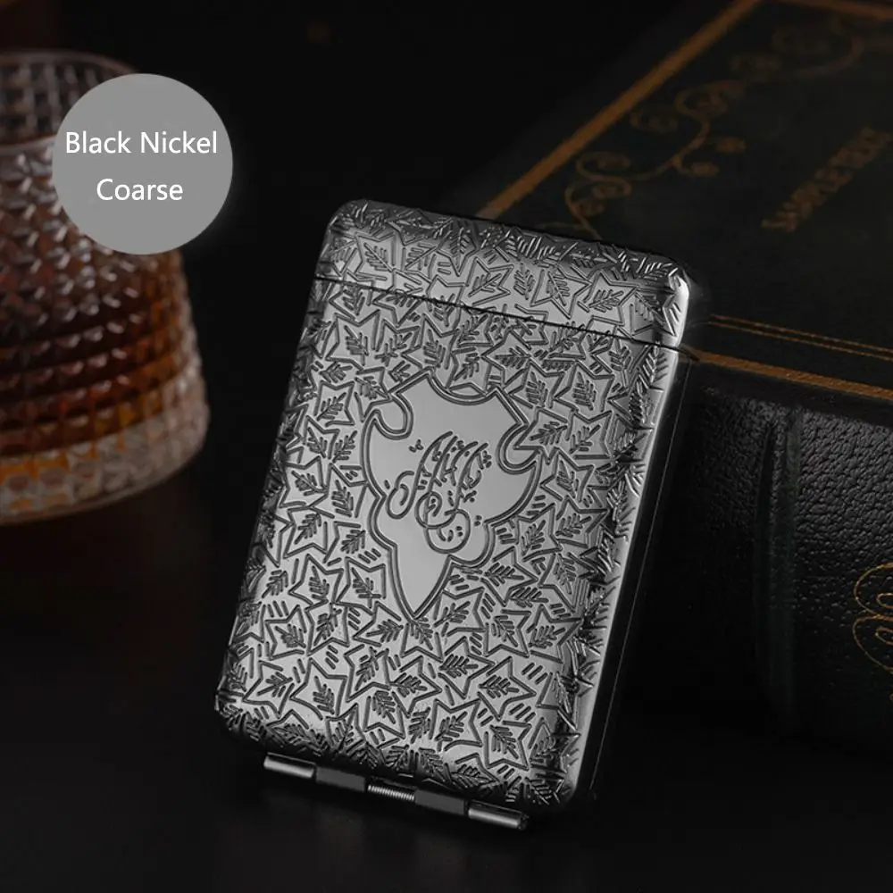 Metal Cigarette Case Front Pocket Carrying Case Men  For 16pcs 84mm Cigarettes Cigarette Holder Cigarette Box Vintage