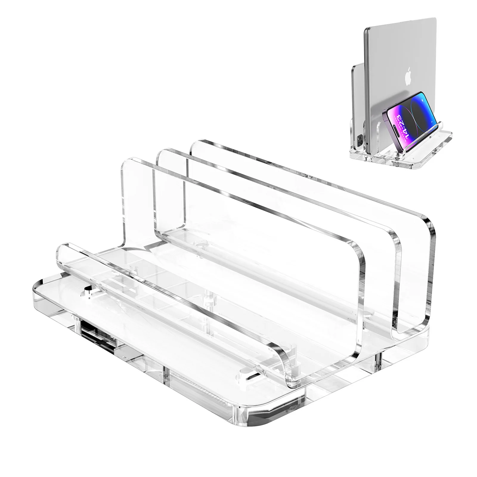 Vertical Stand for Mac Mini Acrylic Laptop Tablet Phone Desktop Stand Anti-Slip Keyboard Holder for Apple Mac Mini Holder