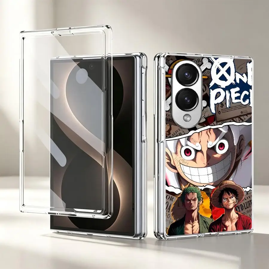 Retro O-One P-iece Case for Samsung Galaxy Z Fold 8 Ultra ZFold4 Z Fold 7 6 5 4 3 ZFold6 ZFold5 ZFold7 ZFold3 Transparent Soft