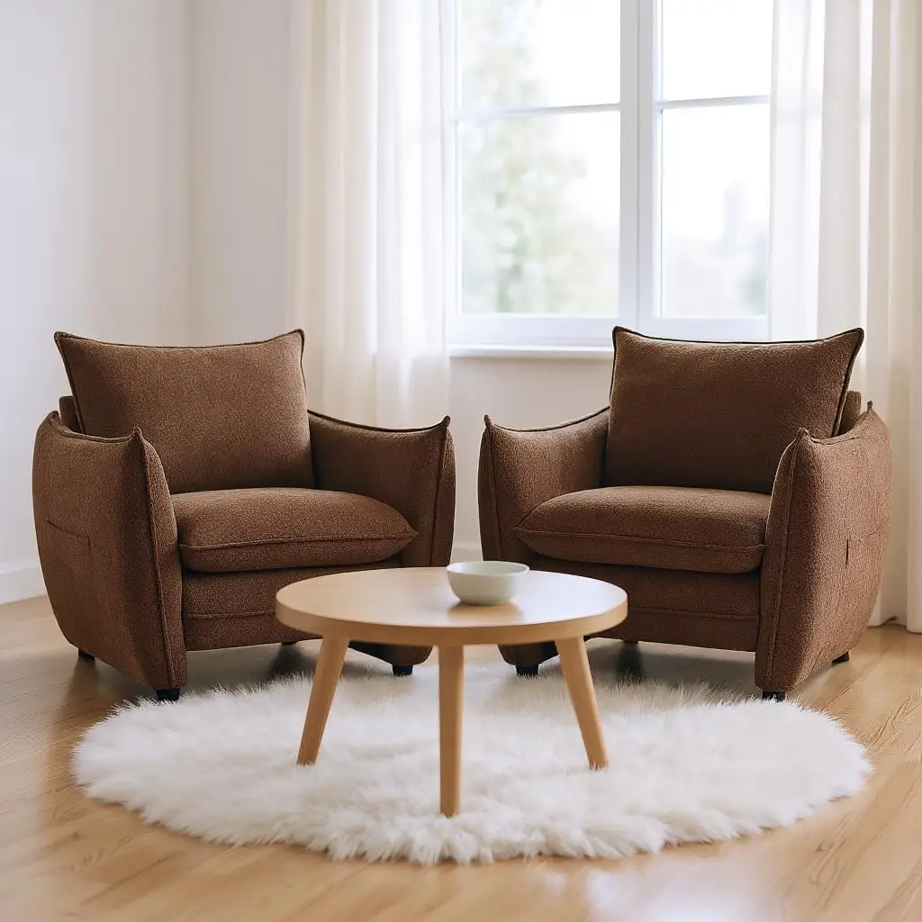 

Oversized Accent Chair Deep Seat Removable Pillow Upholstered Lounge Living Room Bedroom Set of 2, Customized