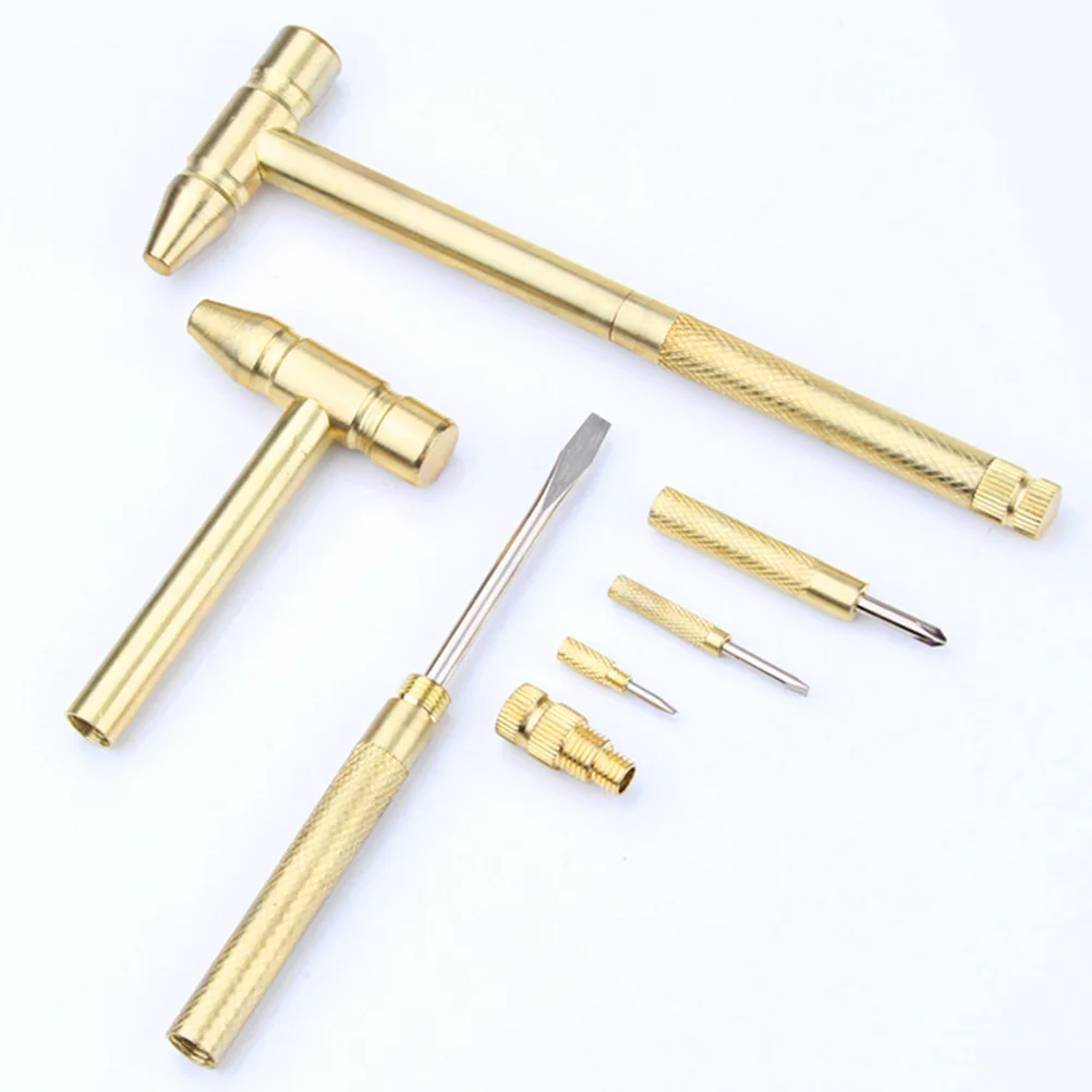 6 in 1 Copper Plated Hammer Small Hammer Multifunctional Screwdriver with Bottle Opener Screwdriver Set