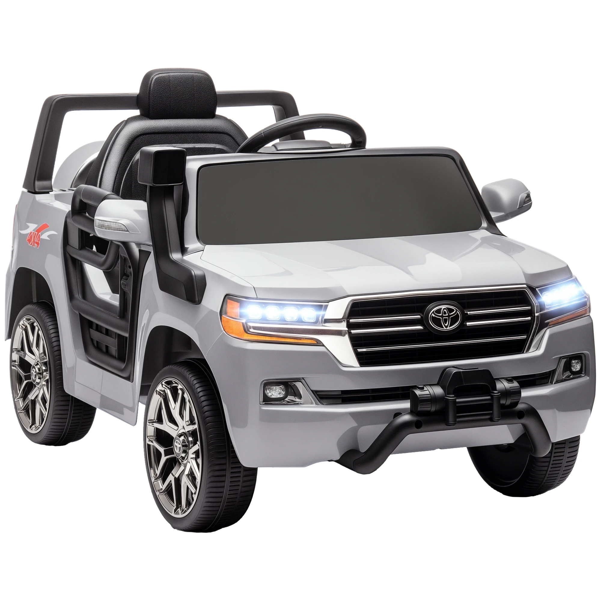 AIYAPLAY Coche Eléctrico para Niños de +3 Años Toyota LAND CRUISER con Batería 12V Mando a Distancia y Música MP3