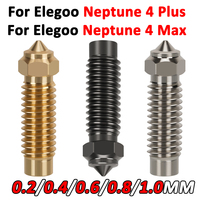For Elegoo Neptune 4 Max/4 Plus Brass Copper Plated Hardened Steel Nozzle Upgraded Nozzle High Speed Nozzles Hotend Kit