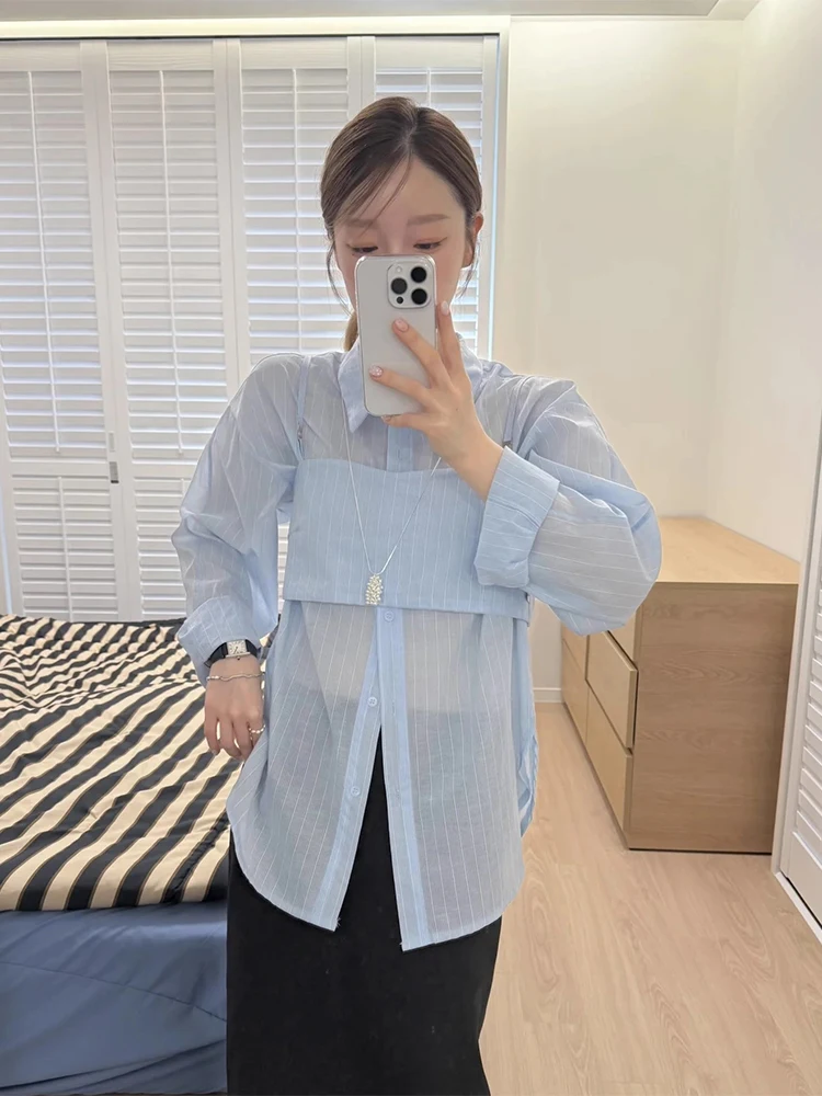 

Liangliang Design Stripe Sun Protection irt Женский летний новый комплект Sle Ba Tie Layering ort Strap Top Faion Set