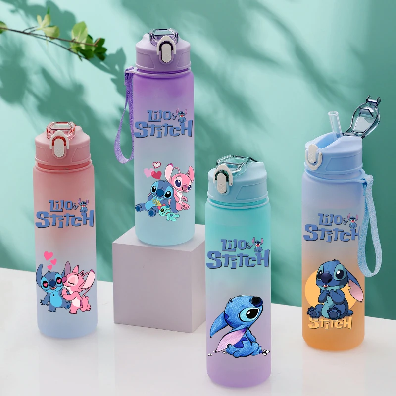 750ml Butelka na wodę Disney Lilo Stitch Anime Cartoon Kubek do picia o dużej pojemności Przenośny kubek na wodę do uprawiania sportów na świeżym powietrzu Prezent dla dzieci