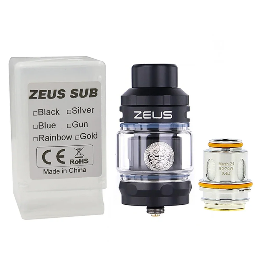 Einzelne Zeus Sub Ohm Glas Tank 5 ml Kapazität Zerstäuber Mesh Spule Z1 0,4 Ohm/0,2 Ohm Für ZEUS X SUBOHM Tank Aegis Mod