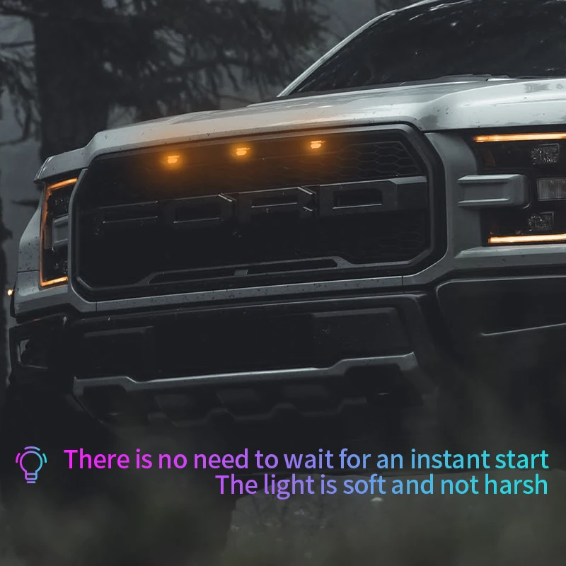 

Front Grille LED Light Car Accessories for Off-Road Pickup SUV Burst Flashing Spotlight Warning Daytime Run Control by Phone App