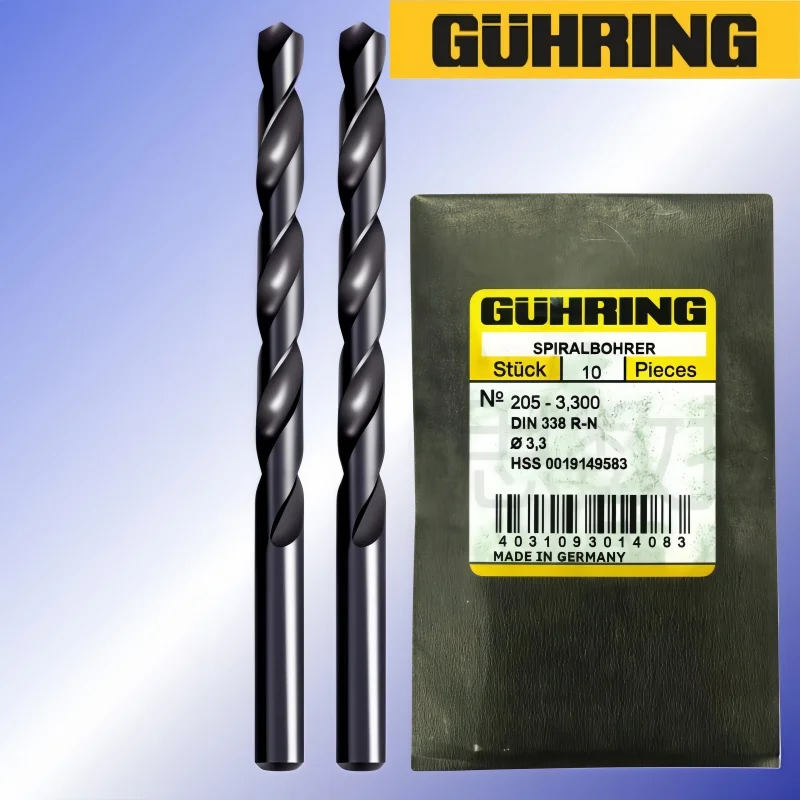 ドイツguhring-205ストレートハンドルツイストドリル-06-195mmビット-ステンレス鋼高速度鋼-コバルトダイヤモンド含有-10個セット
