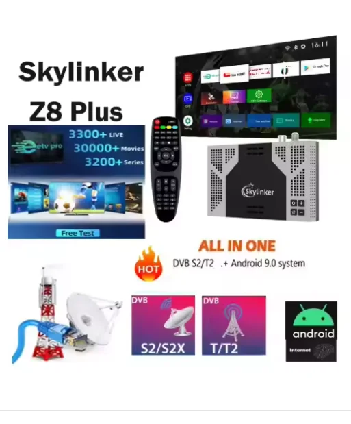 [أصلي] أحدث صندوق تلفزيون هجين Skylinker Z8 Plus Android OTT+DVB-S2-T2&ETV Pro 5G BT جهاز تحكم عن بعد FTA جهاز استقبال الأقمار الصناعية الأرضية