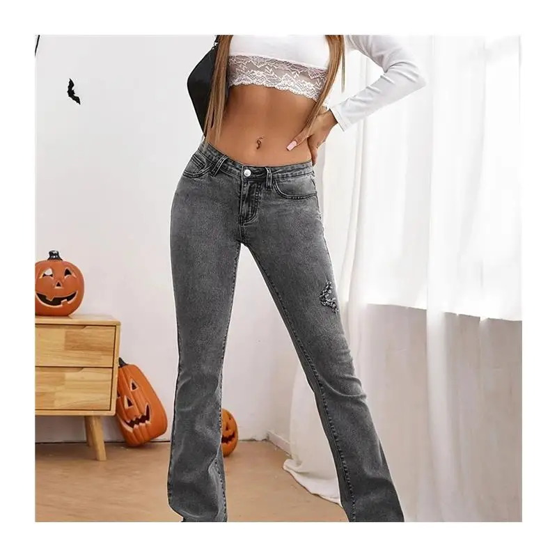 Faionable Ladies Long Jeans PD08296 Small Hole Design New Sle Women's Denim Pants Autumn Collection Ele Sle