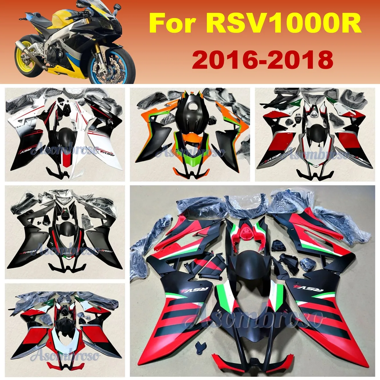 Комплекты обтекателей красного и черного цвета, подходят для Aprilia RSV4 RSV1000 2016 2017 2018 RSV 1000R RSV4RR, аксессуары для мотоциклов, защитный чехол для кузова